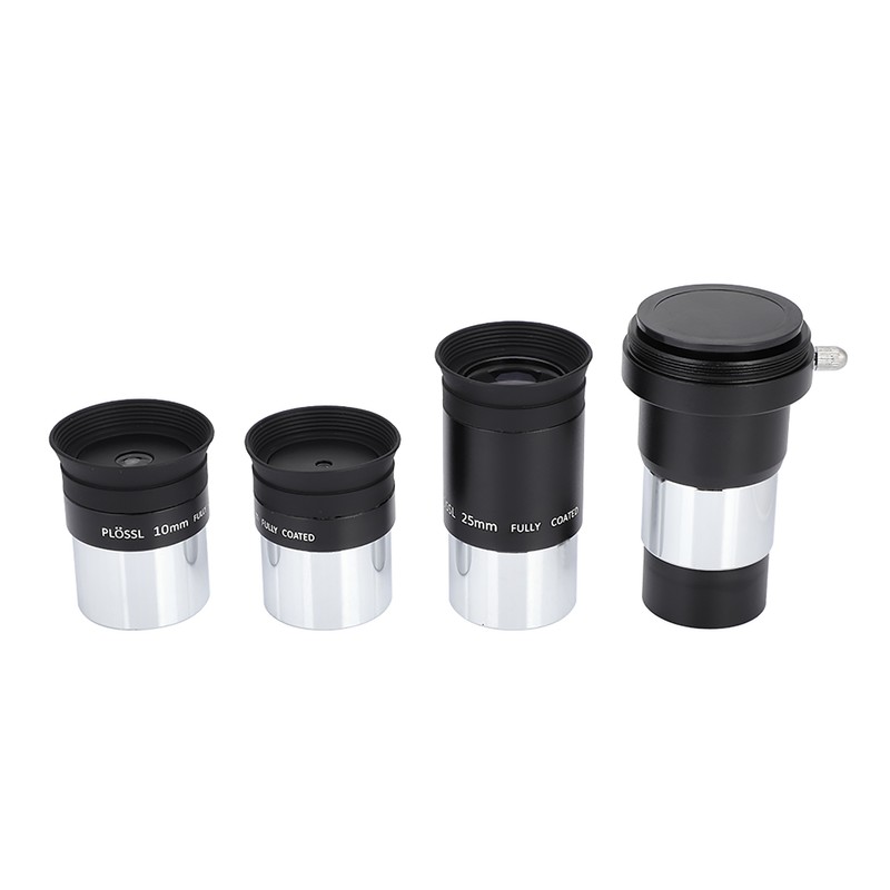 1.25" Plossl Telescope Eyepiece Set 4/10/25mm 2X Barlow Lens Kit