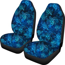 Fundas de asiento de coche UNICEU girasol, solo para asiento delantero, protección de asiento de coche, compatible con la mayoría de vehículos, sedán, camión, furgoneta, Tortugas de Mar Azul