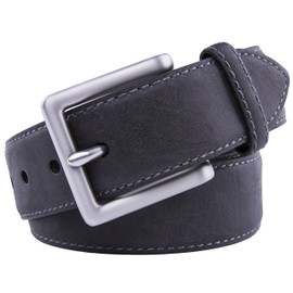 Fabio Valenti Mens Belt Heavy Duty Leather Casual Dress Belts for Men with Classic Buckle - Width 40mm 1.5" (34"-36", 2033 Grey)