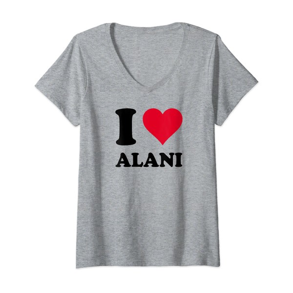 Damen Ich Liebe Alani T-Shirt mit V-Ausschnitt