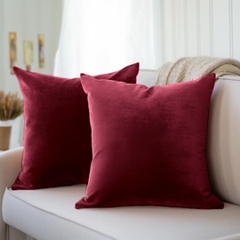 Encasa Homes Velvet Cushion Covers, Set of 2, 40 x 40 cm, Chestnut Brown, Plain, Soft and Smooth, Washable, Square, Large Scatter Cushion Covers for Couch, Sofa, Chair, Bed and Living Area