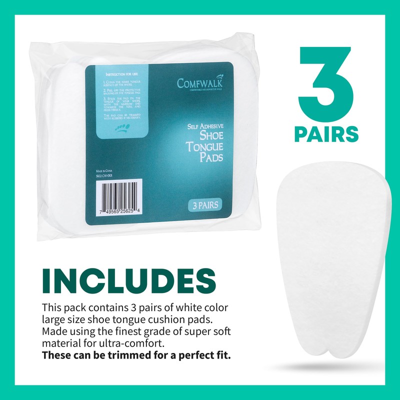COMFWALK Felt Tongue Pads for Shoes - Soft Self-Adhesive Shoe