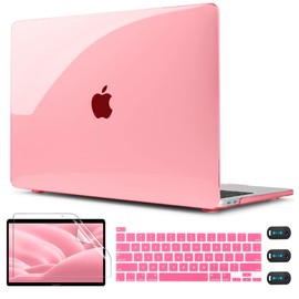 CISSOOK for MacBook Pro 13 Inch Case Pink, Hard Shell Case with Keyboard Cover Screen Protector for MacBook Pro 13 2025-2020 Released M2 A2338 M1 A2251 A2289 Model with Touch Bar -Clear Pink