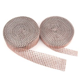 BTSD-home 1 Roll 4 Row 10 Yard and 1 Roll 8 Row 10 Yard Acrylic Rhinestone Diamond Ribbon for Wedding Cakes, Birthday Decorations, Baby Shower Events, Arts and Crafts Projects (2 Rolls, Champagne)