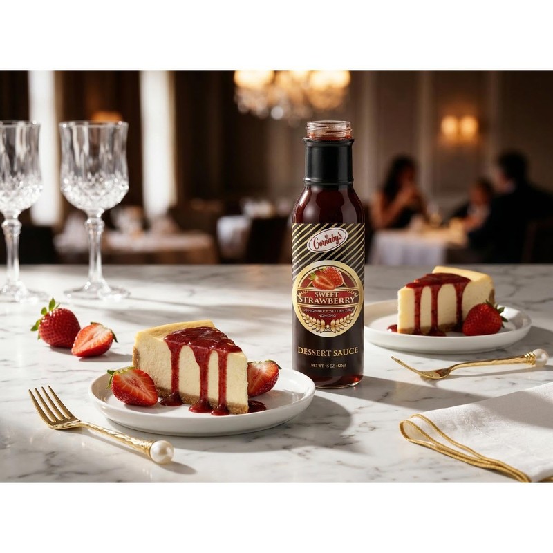 Cornaby's Gourmet Strawberry Dessert Sauce with Real Fruit Topping for