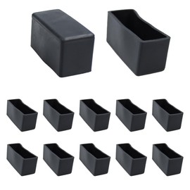Runseaway 12PCS 0.8”X2” Rectangle Chair Leg Caps, Flexible PVC Furniture Foot Protectors, Non-Slip Table Feet Covers, Elastic Floor Protection for Chairs, Stools, Tables, Black