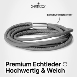 CHAMOON® Premium Leather Bracelet for Women | Especially Fine & Soft | Practical Magnetic Closure Made of Stainless Steel | Expandable with Over 80 Charms | 7 Colours | Single & Double Wrapped,