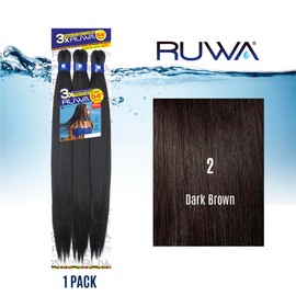 Sensationnel Ruwa prestretched braiding hair - 3x 54 inch water repellent kanekalon fast dry synthetic sports itch free (1 pack, 2 DARKBROWN)