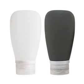 YFFSFDC Travel Bottle, Shampoo Bottle, 3.4 fl oz (90 ml), Divided Container, Leak Proof, Refill Container, For Business Trips, Travel, Set of 2 Black and White, white