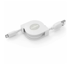 Liquipel White Liquipel Powertek TYPE-C Retractable Cable Fast Charge 3-Feet