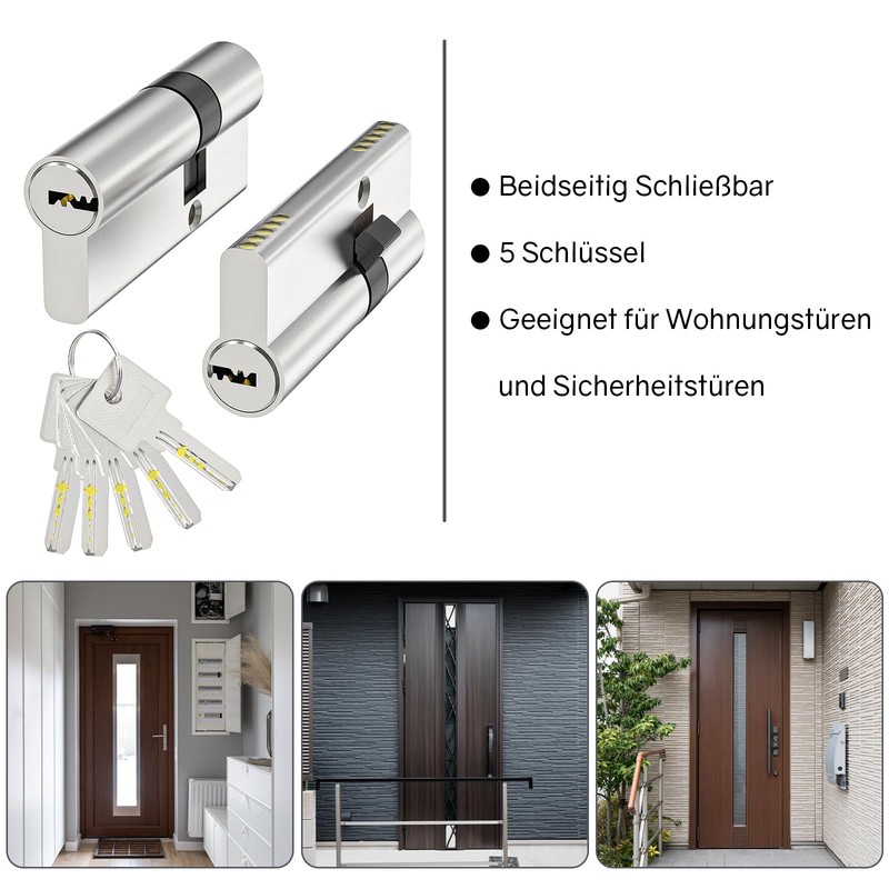 MANICAF Profile Cylinder 25/45, Locking Cylinder, Euro Cylinder Lock, Locking