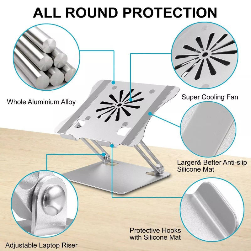 SamfuLoge Adjustable Laptop Stand with Cooling Fan, Aluminium Alloy Multi-Angle