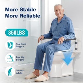 HolyHeal Toilet Safety Rails for Seniors, Height Adjustable Toilet Safety Frame Grab Bars, 500lb Toilet Support Rails Easy Installation & No Wobble, Toilet Assistance Handles for Elderly and Disabled