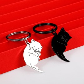 Zalizr Couple Gift Keychain Valentines Day Gift Him Her Cat Lover Best Friend Wife Husband Cute Cat Couple Keyring Gift Anniversary Valentines Day Christmas Birthday Gifts