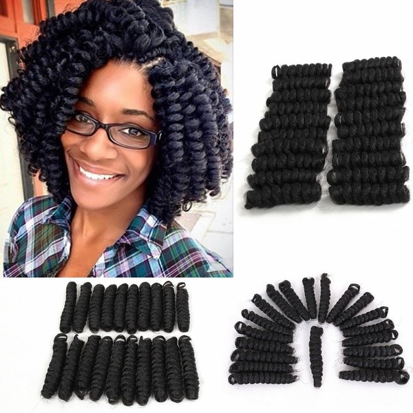 3 Packs Eunice hair Saniya Curl Synthetic Ombre Braiding Hair Braids Free Hook Gift Crochet Braids Bouncy Curly Saniya Curls 20 Roots/Pack (20 Inches, Black)