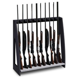 Yousoontic Indoor Gun Racks, Floor Standing Rifle Rack Wooden Freestanding Vertical Shotgun Display Stand with Soft Padding Safe Heavy Duty Gun Storage for Home Garage Office(Hold 10 Guns,Black)
