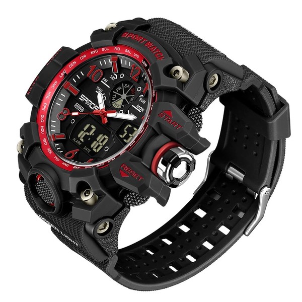 Gosasa Military Style Digital Analog Watch, Large Face 2.2", 50m