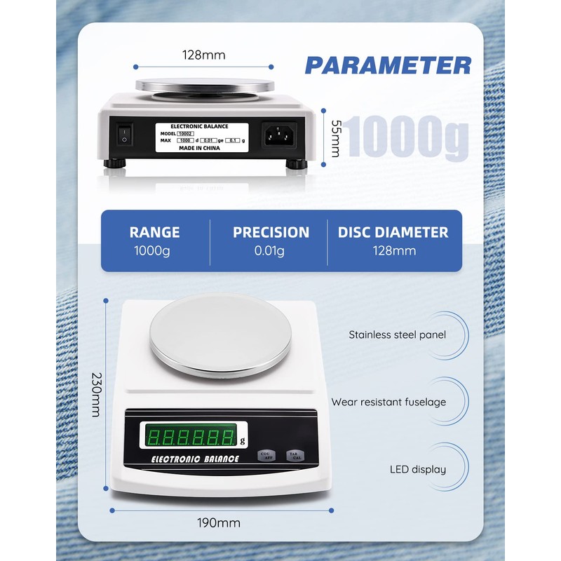 NEWTRY 1000g/0.01g Electronic Fabric GSM Scale Digital Textile Weight Balance