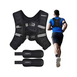 Sports season  PACEARTH Weighted Ankle Wrist Weights 6lbs 30lbs Body Weight Vest With Reflective Stripe Size Adjustable Workout Equipment Strength Training Walking Jogging Running For Men Women Strength training - Color: Black, Size: 25lb
