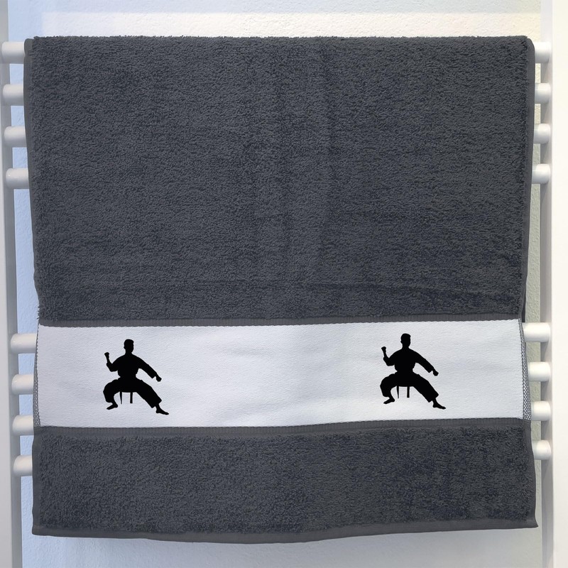 Huuraa Handtuch Taekwondo Silhouette Geschenk 50x100cm Graphite Baumwolle Taekwondo Präsent