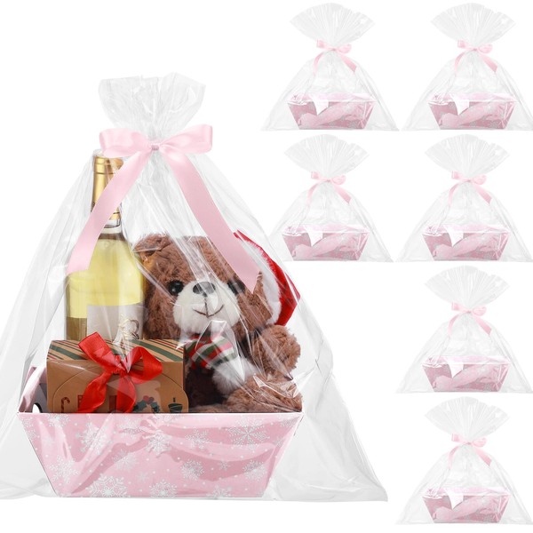 Cinnvoice 6 Pack Christmas Baskets for Gifts Empty Christmas Baskets