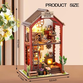 DIY Book Nook Kit, Miniature Dollhouse Booknook Kit with Light, 3D Wooden Puzzle Bookend Bookshelf Decor for Adults, Library