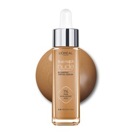 L'Oréal Paris True Match Sérum Rellenador con Color, Base de Maquillaje en Sérum con Ácido Hialurónico, Acabado Luminoso, Piel Uniforme y Radiante, Tono Light Medium 3-4, 30 ml