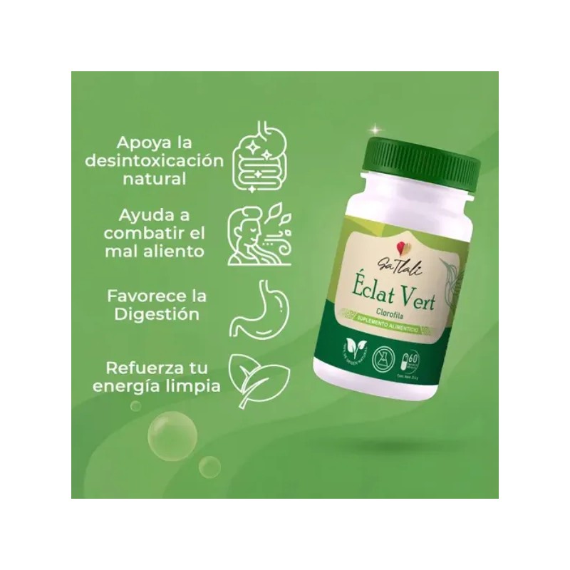 Clorofila clat Vert Ga Tlali 60 Cpsulas Detox Natural, Apoyo