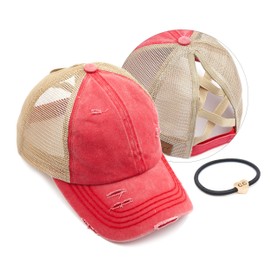 C.C Exclusives BT-780 - Gorra de béisbol de algodón desgastado y desgastado, Rojo -, One Size