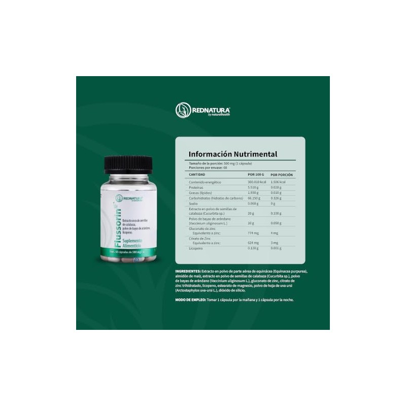 Rednatura Flussorin Suplemento Alimenticio Ingredientes Origen Natural Capsulas