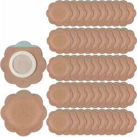 50 Pcs Disposable Castor Oil Patches,Spunlace Absorbent Wrap Organic Cotton,Highly Absorbent,Leak-Proof,Self-Adhesive,No Wash,Breathable,Portable(Oil Not Included)(Flower Shape,Skin Color)