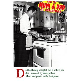 Funny Christmas Card For My Mum & Dad From Daughter or Son - If At First You Don't Succeed ... Vintage Style Black & White Photograph