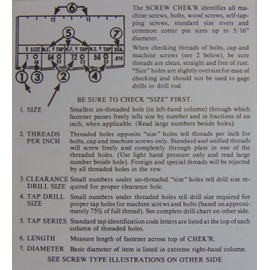 Ruelle Screw Chek'r SAE/Inch - Size Gauge No. 1-5/16 - 1/8" Heavy Gauge Steel - Made in USA