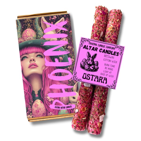 Pair of 8" (20cm) Dressed Sabbat Candles | Beeswax |
