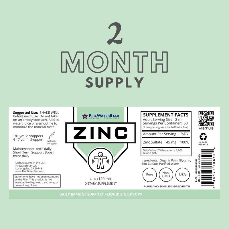 FWS Liquid Zinc Supplement for Men, Women, Kids - Organic,