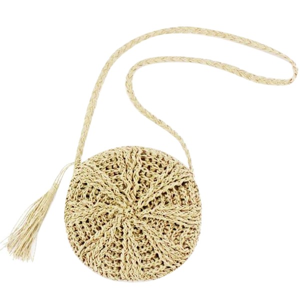 AWAVM Straw Bag for Women, Beach Round Straw Crossbody Bag