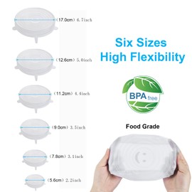 6PCS Silicone Stretch Lids, Six Sizes of Bowl Cover