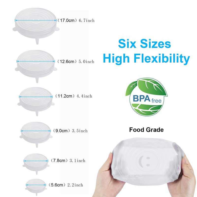 6PCS Silicone Stretch Lids, Six Sizes of Bowl Cover