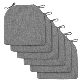 downluxe Indoor Chair Cushions for Dining Chairs, Soft and Comfortable Textured Memory Foam Kitchen Chair Pads with Ties and Non-Slip Backing, 16" x 16" x 2", Dark Grey, 6 Pack
