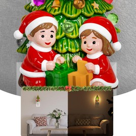 Briignite Christmas Tree Night Lights for Kids[2 Pack], Night Light Plug into Wall 3000K Warm White LED, Gift Box Design Night Light for Children's Room, Nursery, Bedroom, Christmas Decor