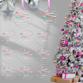 18 PCS Christmas Swimming Ornament Round Acrylic Swimmer Snowflake Ornament Christmas Tree Swimming Theme Hanging Decoration Xmas Swimming Gift for Swimmer Teacher Team (Swimmer Style)