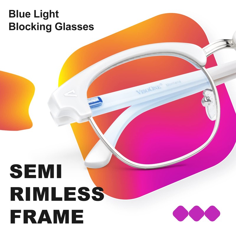 VISOONE Lightweight Blue Light Blocking Glasses Square with Anti Computer