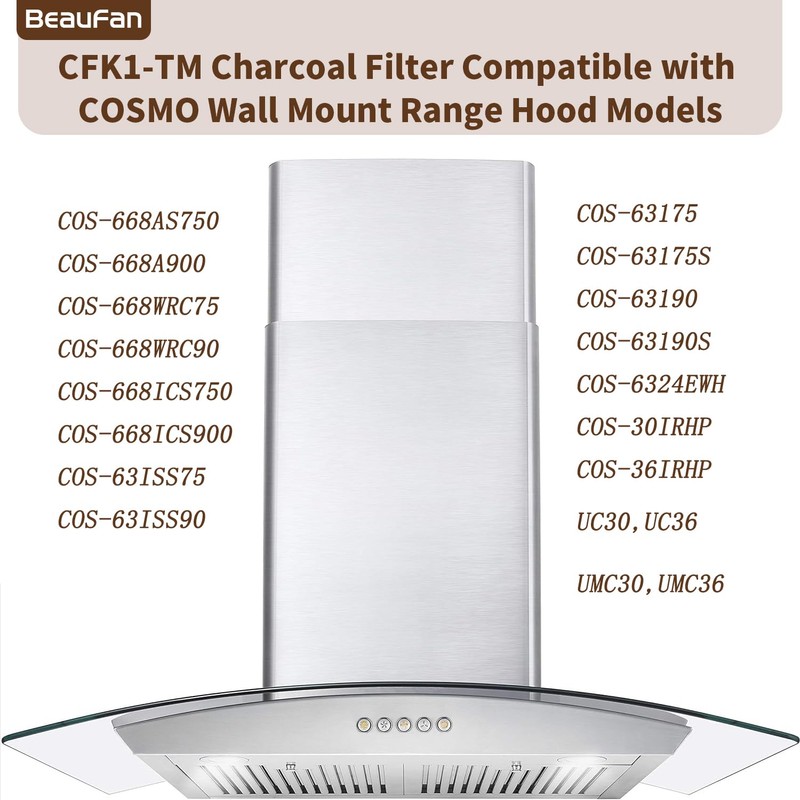 Beaufan 2 Pack CFK1-TM Charcoal Filter Replacement for Cosmo Range