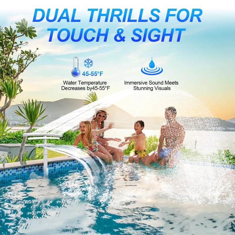 Pool Fountain with Lights for Above and Inground Pools, Dual-Layer