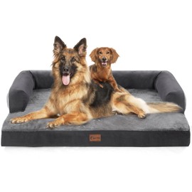 Casa Paw Orthopedic XXL Dog Beds, Waterproof Egg Crate Foam Big Pet Bed for All Breed Sized Dogs 53x42Inch, Washable Extra Large Dog Couch Bed with Removable Cover and Non-Slip Bottom, Dark Grey