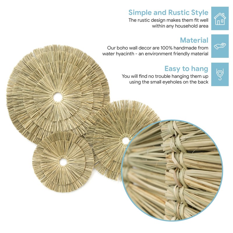 VATIMA Boho Wall Décor – Simple Oversized Wall Basket Décor