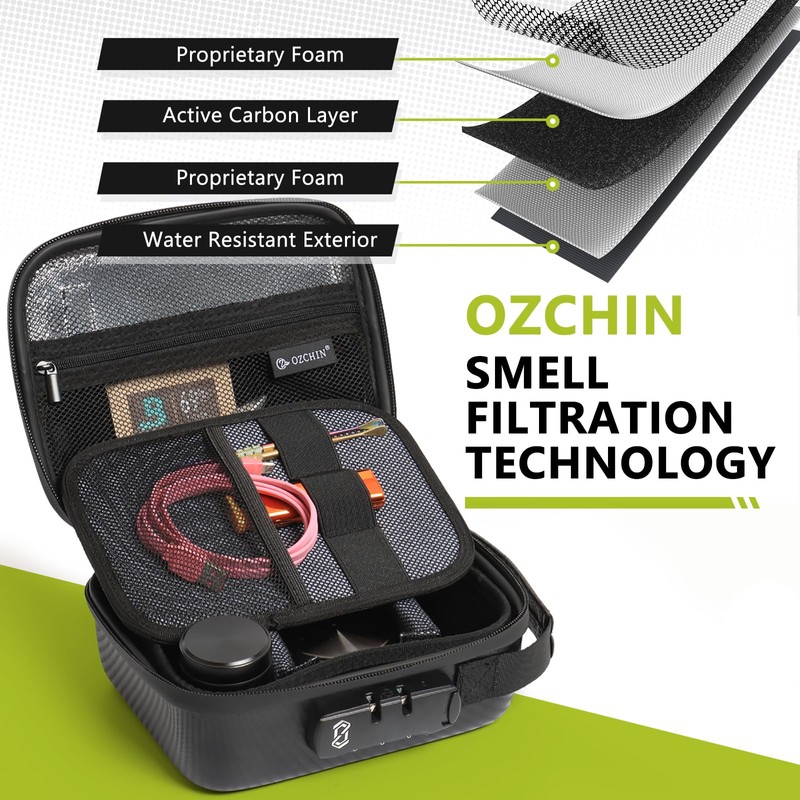 OZCHIN Smell Proof Portable Protection Hard EVA Bag With Combination