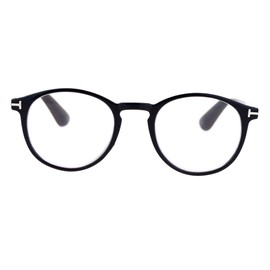SA106 Retro Round Keyhole Thin Horn Rim Plastic Reading Glasses Black +2.0