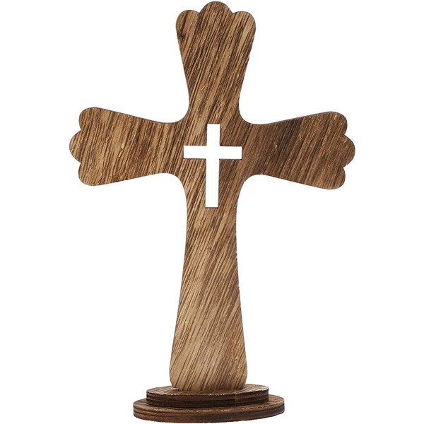 Catholic Wooden Cross Set for Table Decor, Rustic Wall Art