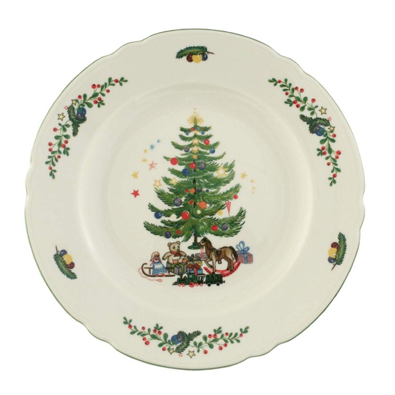Seltmann Weiden Marie Luise 001.291068 Christmas Round Dinner Plates, Green/Multi-Coloured
